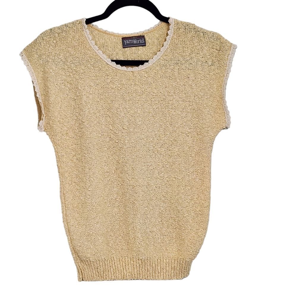 Vintage Yarnworks yellow popcorn sleeveless top Sz S/M
